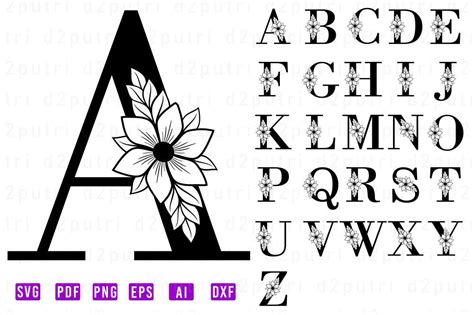 Download Alphabet Monogram Floral Files Free PSD Mockups