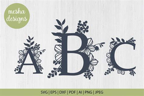 Download Alphabet Monogram Floral for Cricut Machine
