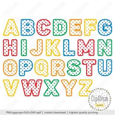 Download Alphabet Polka Dot Lettering Clipart Files