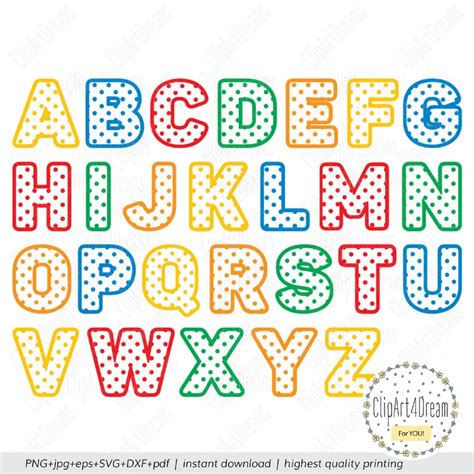 Download Alphabet Polka Dot Lettering Clipart Files DXF Files