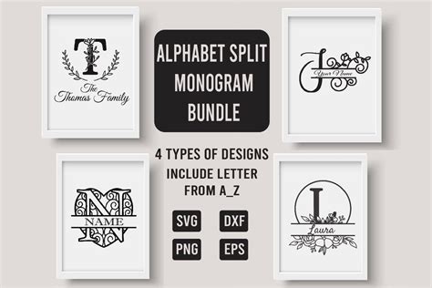 Download Alphabet Split Monogram Bundle Letters Files Free PSD Mockups