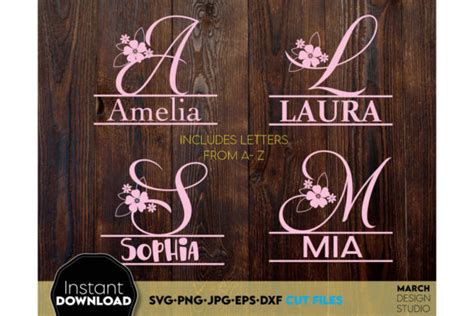 Download Alphabet Split Monogram Bundle Letters with Flowers Files