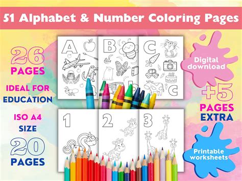 Alphabet and Number Coloring Pages