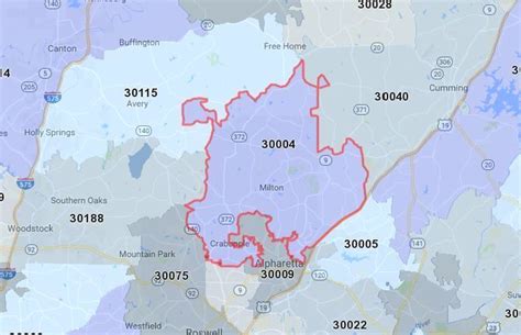 Alpharetta Zip Code Wall Map (Red Line Style) by MarketMAPS