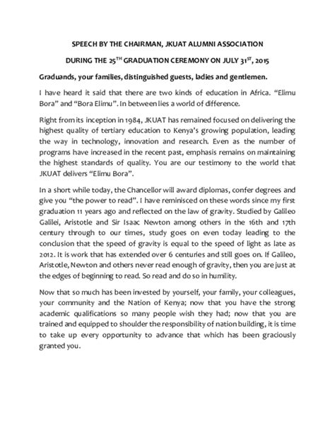 Alumni Speech By Ex Students Sample