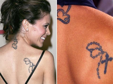 Celebrity Tattoo Alyssa Milano Neck and Shoulder Tattoos