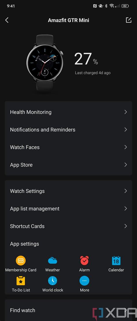 Amazfit Watch Settings