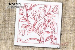 Amazing Tree Redwork Design Embroidery