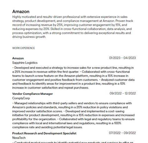 Amazon Resume Sample
