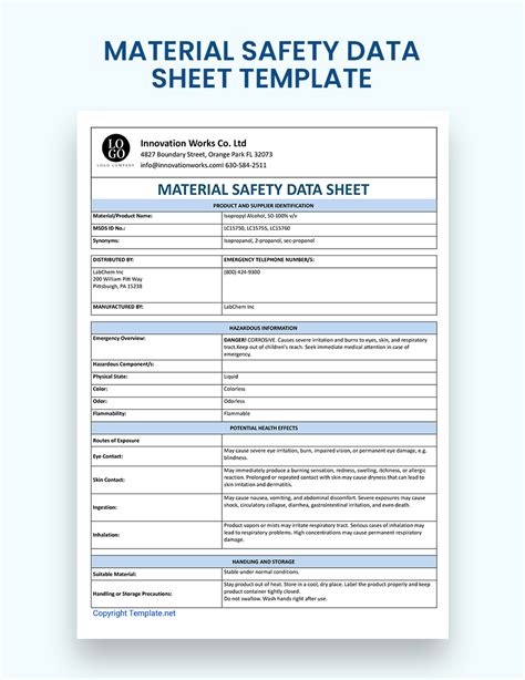 Amazon Safety Data Sheet Template