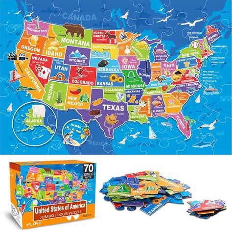 Melissa & Doug USA Map Floor Puzzle (51 pcs, 2 x 3 feet