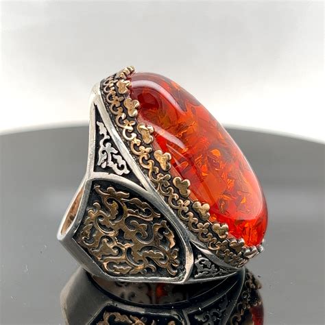 Amber Stone Wedding Ring