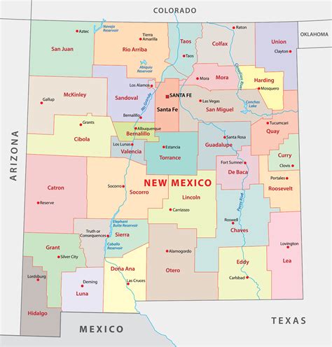 Road Map Of New Mexico Color 2018