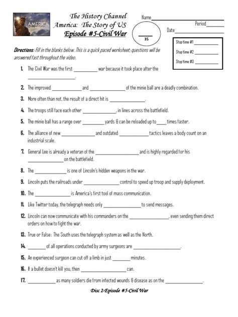 America The Story Of Us Worksheet Answers Episode 1