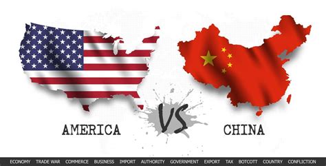 United States and China Highlighted on Political Map of World. Vector