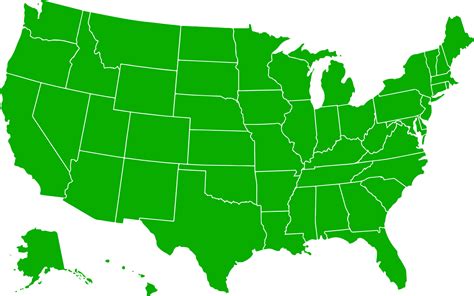 Free Clipart Of A Green United States Map