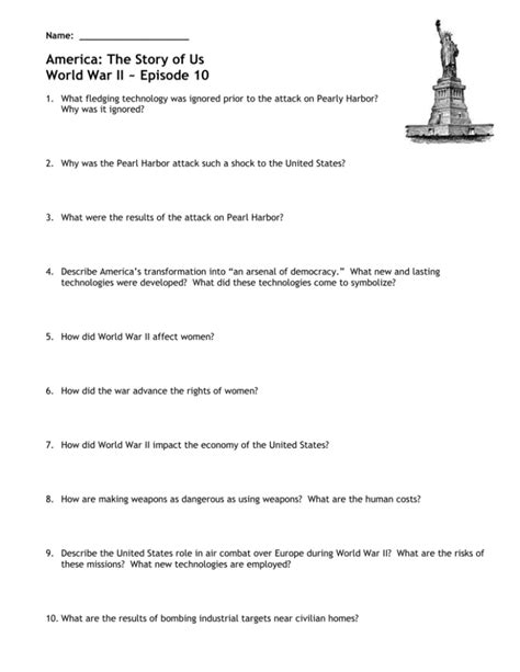 America The Story Of Us Wwii Worksheet
