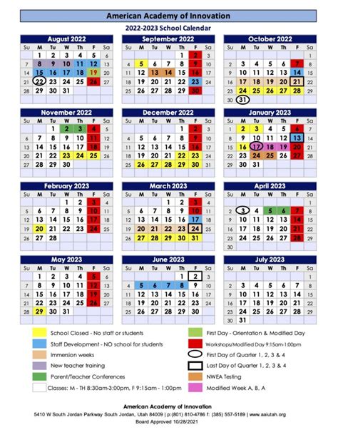 American Academic Calendar