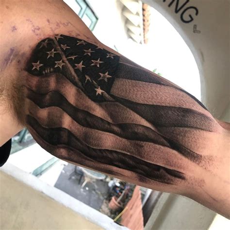 Vintage Style American Flag Tattoo For Men Biceps