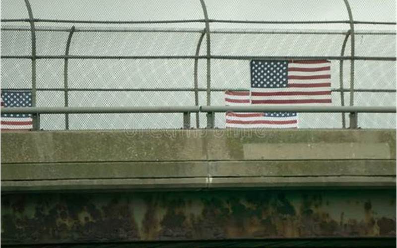 American Flag On Overpass