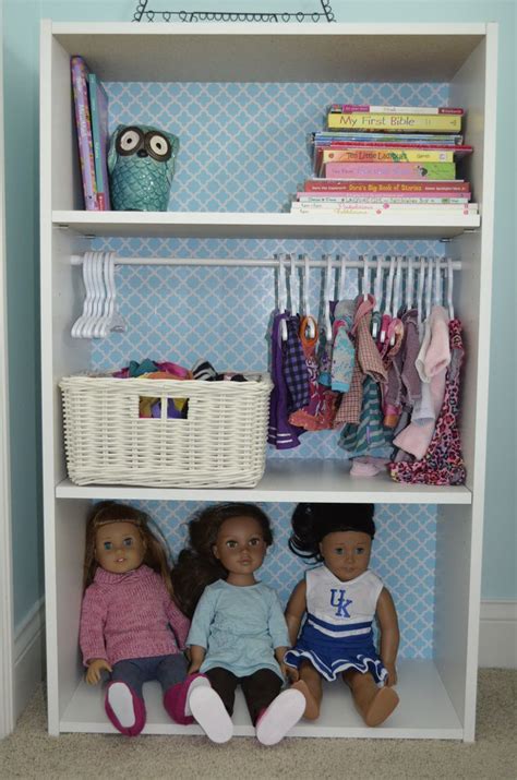 amazing doll closet from a repurposed bookcase American girl doll house, American girl doll
