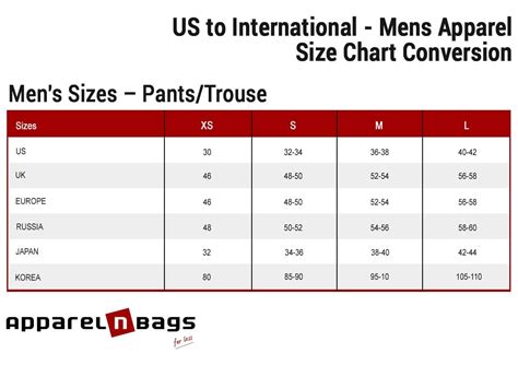 American Pants Size Chart