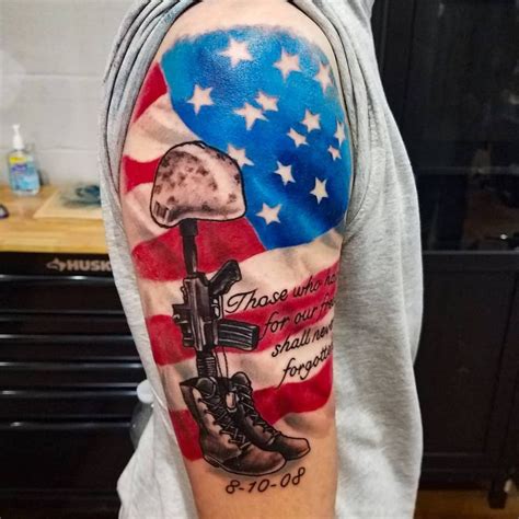 American pride tattoo, except with "Remember the fallen