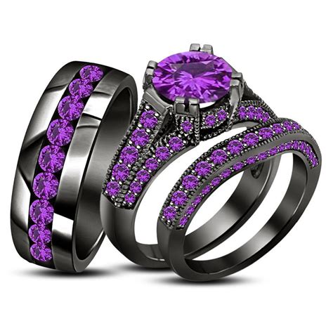 Amethyst Wedding Ring Set For Sale