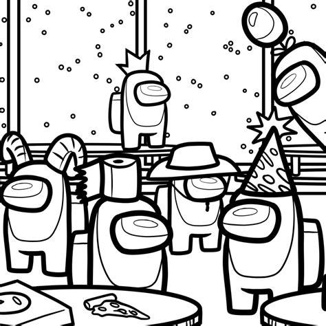 Among Us Coloring Pages With Hats