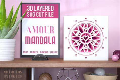 Download Amour Mandala 3D Layered Cut File Files DXF Files