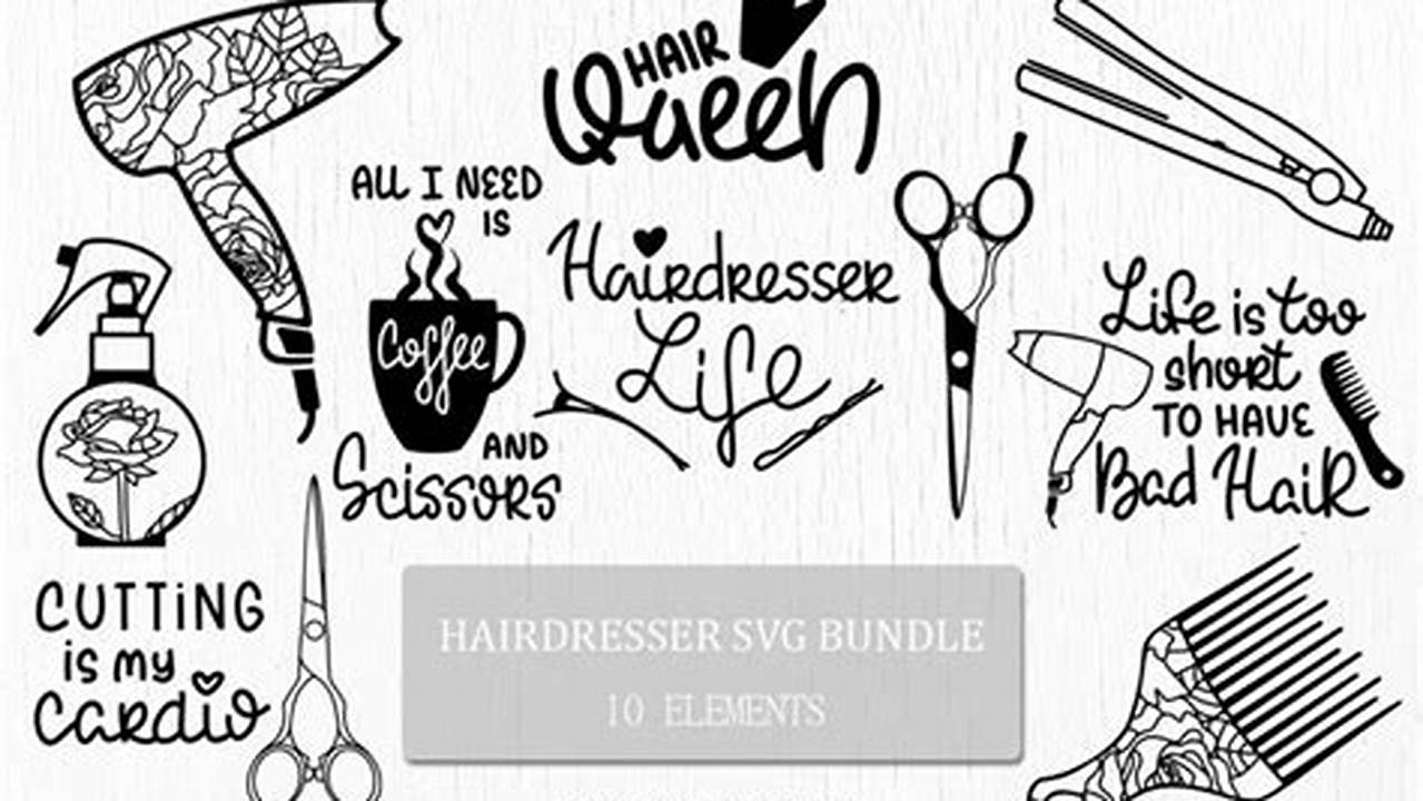 An Illustration Of A Salon With A Team Of Stylists Working On Clients., Free SVG Cut Files
