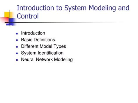 An Introduction To System Modeling And Control