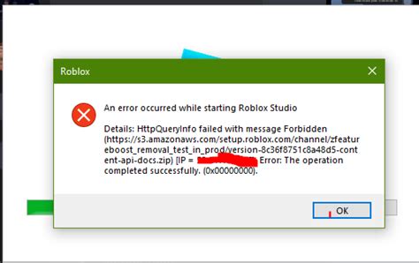 An error occurred while starting Roblox Studio: HttpQueryInfo failed 