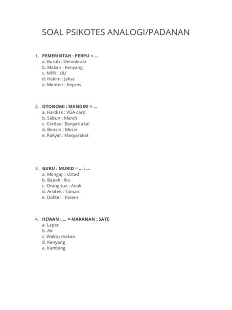 Analogi dalam Psikotes