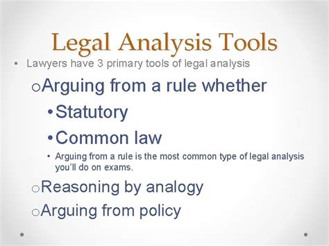 Analysis Tools for Lawyers