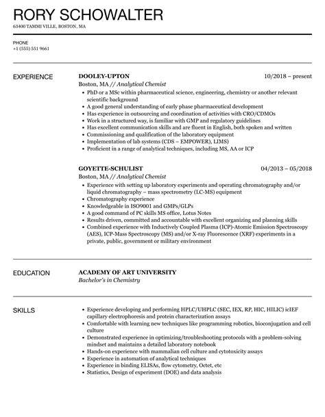 Analytical Chemist Resume Sample