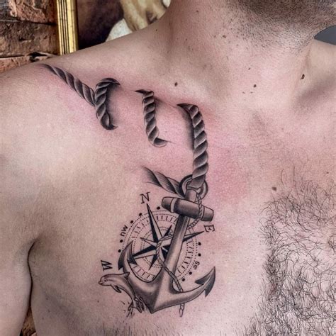 Men's chest tattoo anchor pirate tattoo. An anchor best