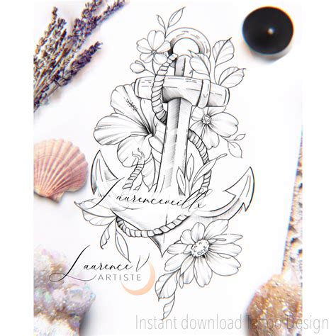 Pin by Katy Burnau on tattoo Anchor flower tattoo, Foot
