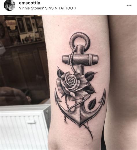Classic anchor and roses by Josh at House of Tattoo in