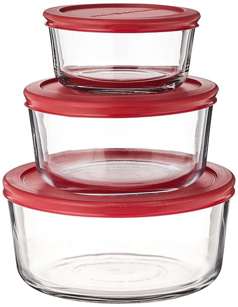 Anchor Hocking Glass Round Storage Container with Glass Lid 4 Piece Set