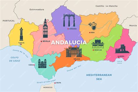 Andalusia travel map Espagne carte, Visiter andalousie, Andalousie
