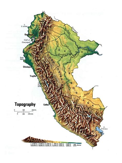 Shaded topographic map of the central Andes within South America (inset