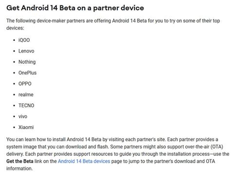 Android 14 Beta: Eligible Devices