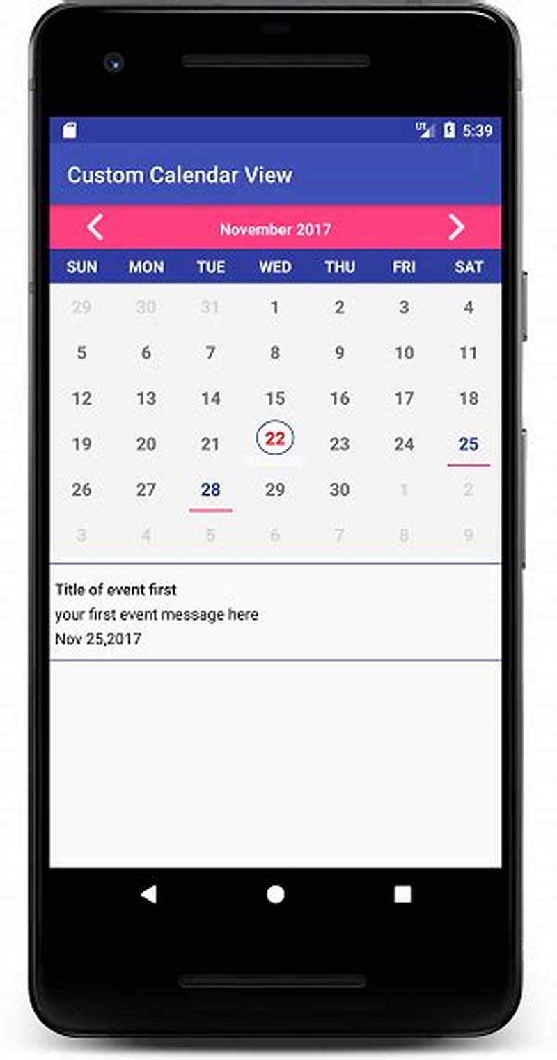 Android Custom Calendar View With Events
