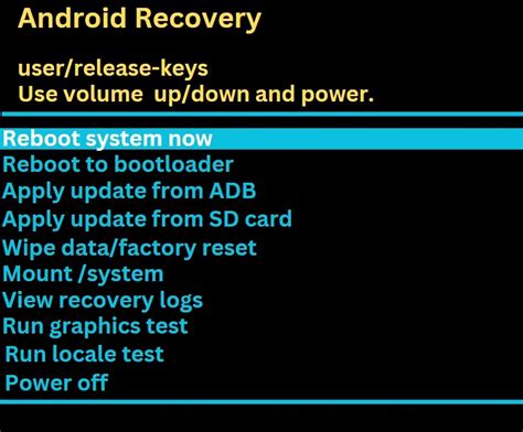 Tampilan Menu Android Recovery Mode