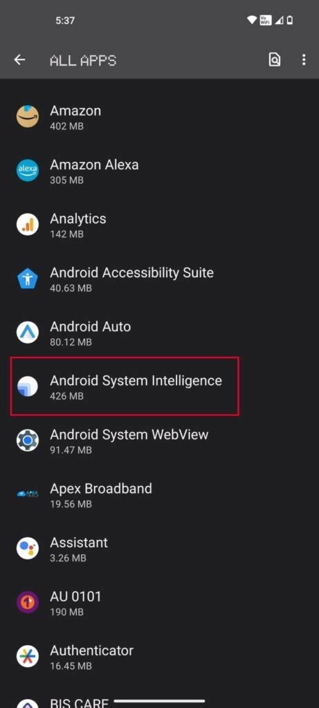 Android System Intelligence Features