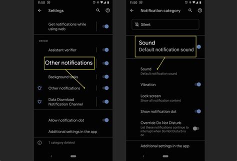 Android notification sound setting
