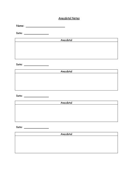 Anecdotal Notes Template