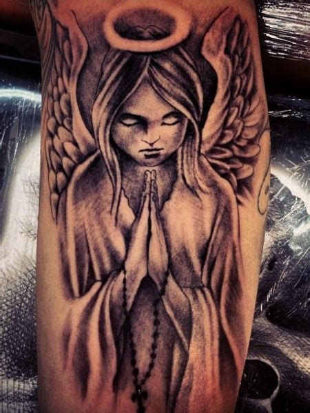 Praying Angel With Banner Tattoo Angel tattoo, Angel