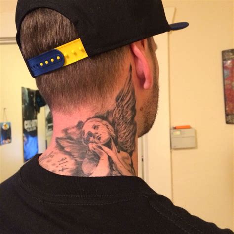 Angel Tattoo On The Neck